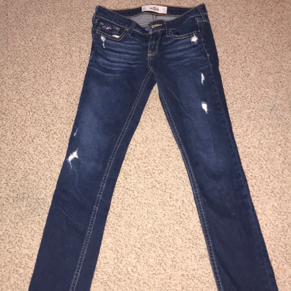 Dark wash Hollister slightly ripped jeans
